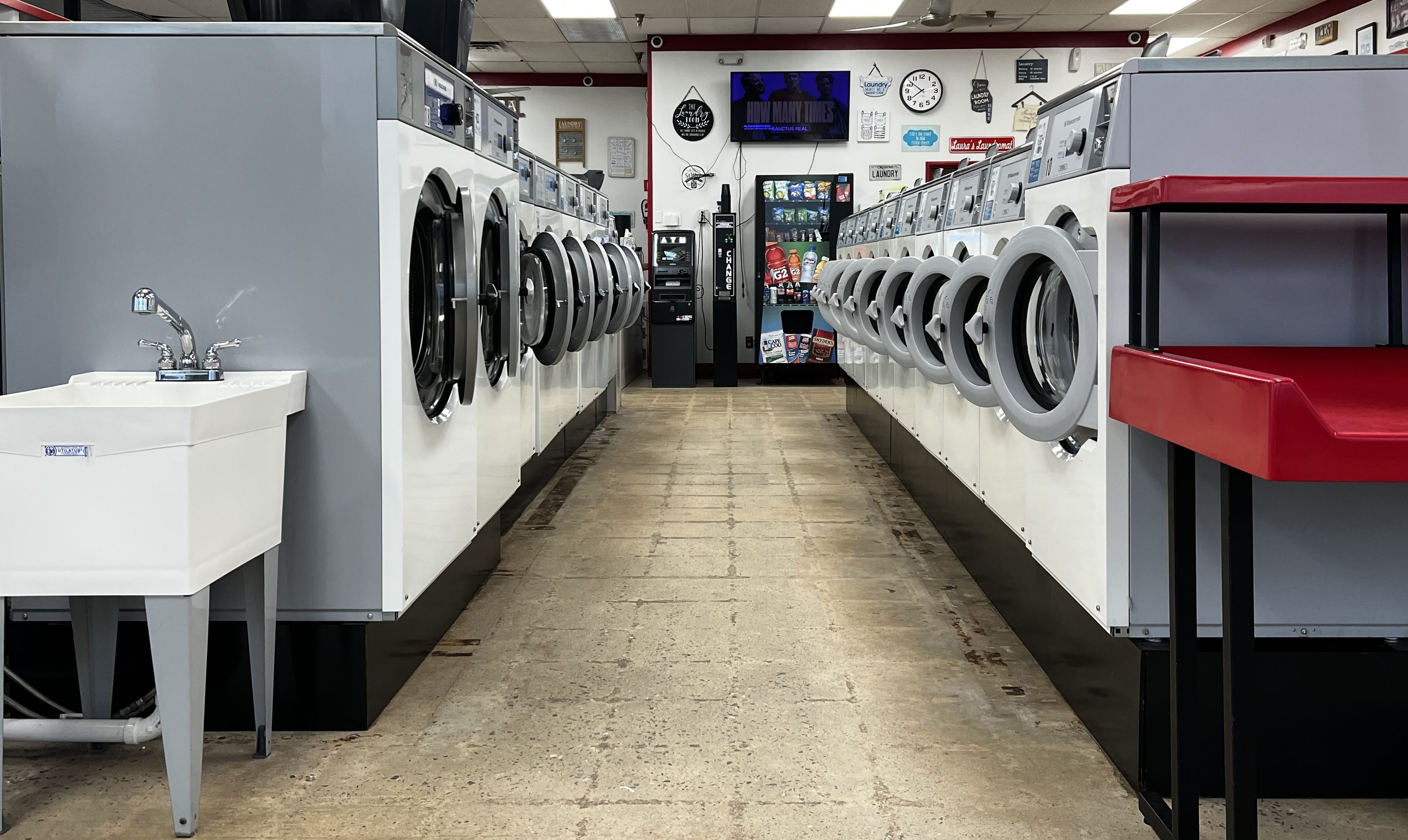The dryer aisle with large-capacity machines